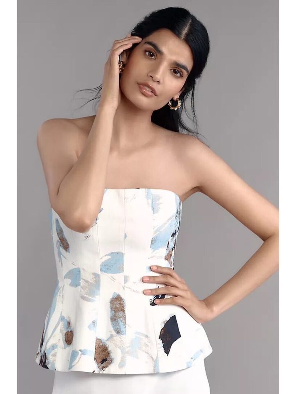 Anthropologie Significant Other Rosalie Strapless Peplum Top